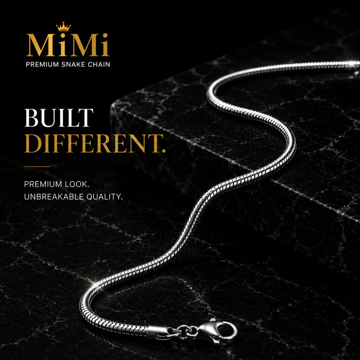 MiMi Snake Chain Waterproof Stainless Steel Necklace for Men & Women - MiMi